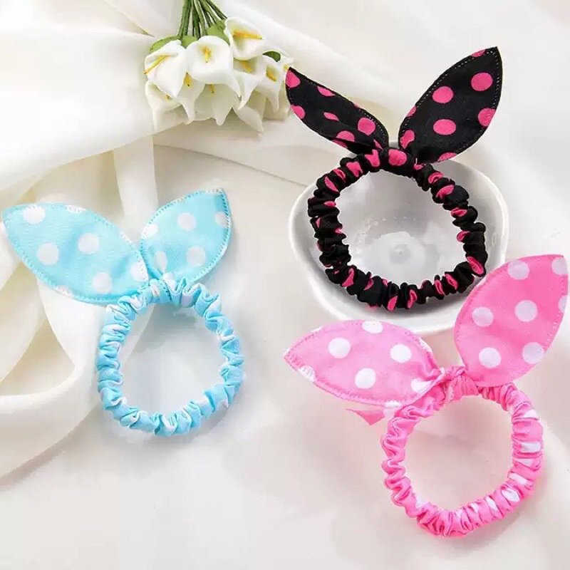 Com 6 Rabicó coelho Orelha xuxinha Infantil  Para Cabelo Scrunchie vichy Cores e Estampas Variadas