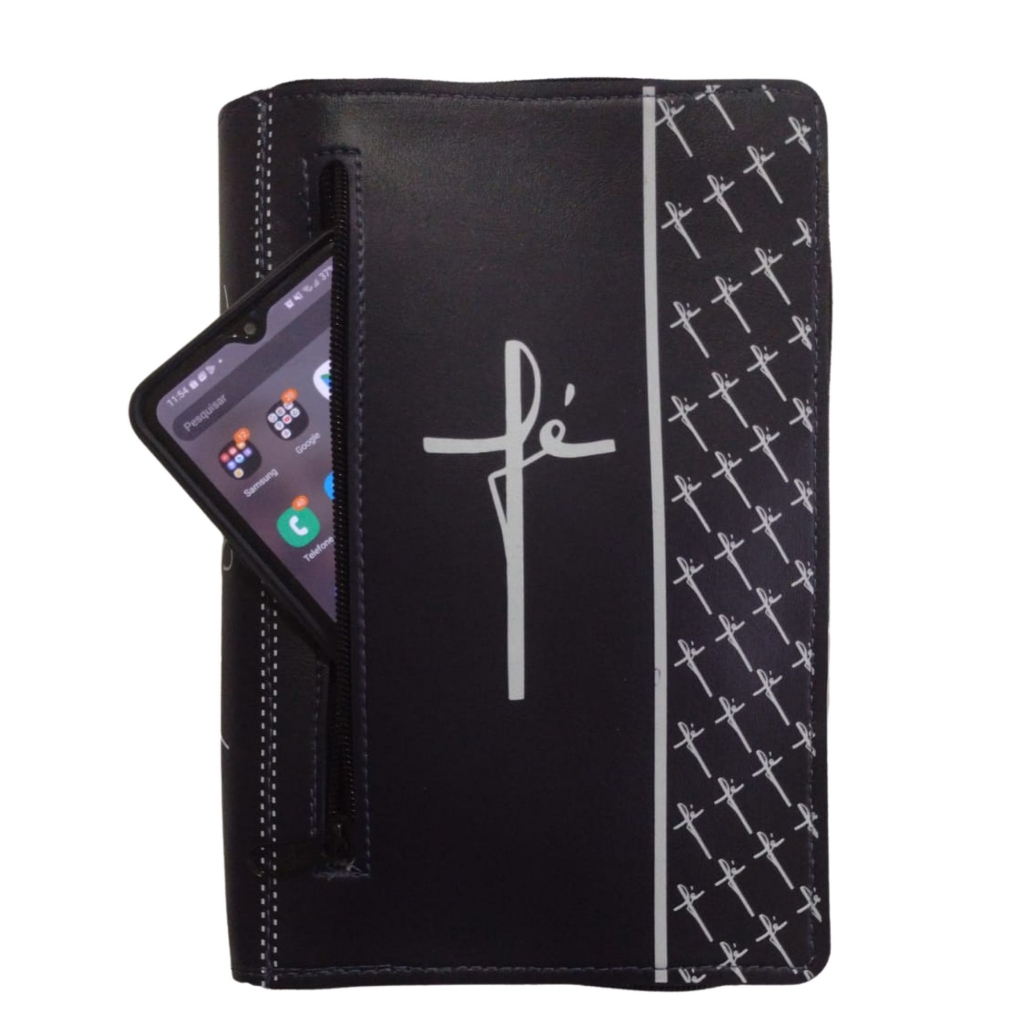 Capa para Bíblia Média com Zíper e Bolso Externo Tamanho 11 Para Bíblia Populare e Bíblia de Estudo
