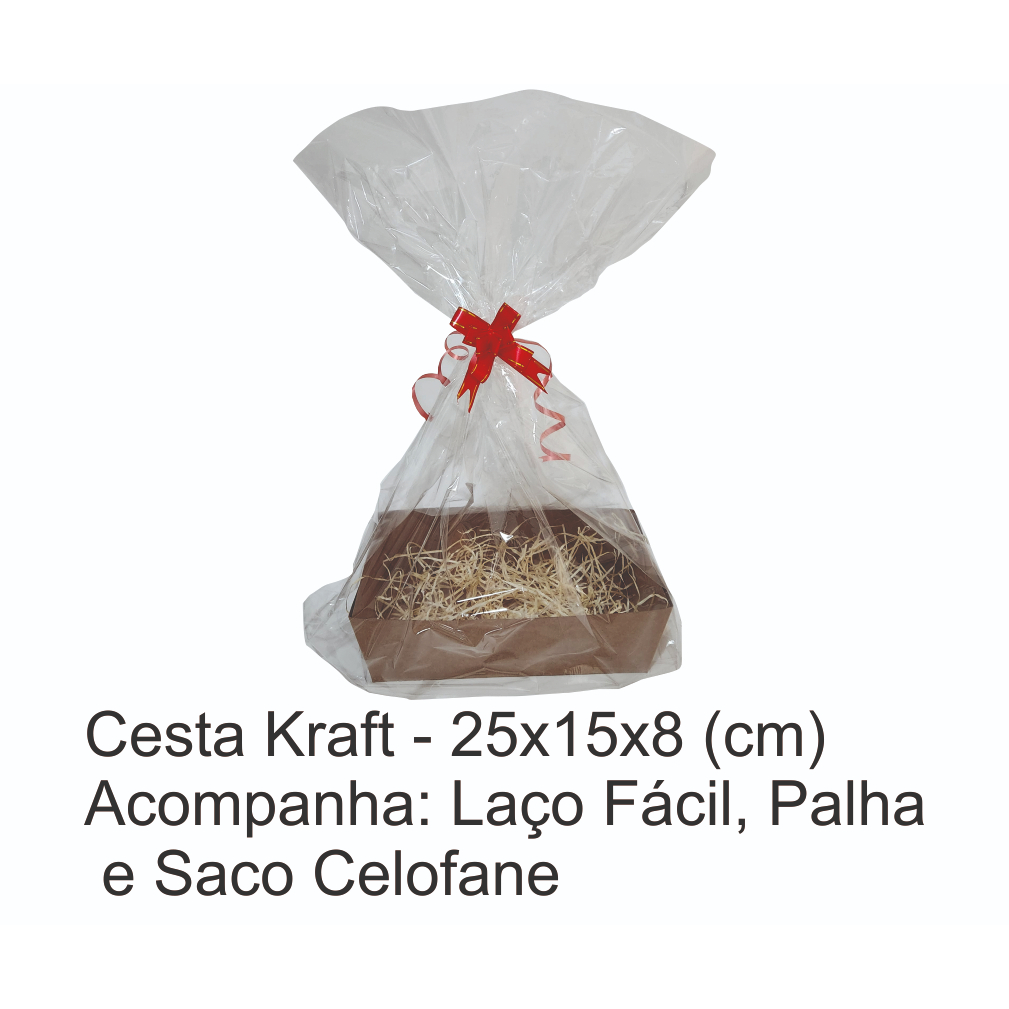 Cesta Kraft - 25x15x8 - 10 unidades - Páscoa, Namorados, Mães, Natal - Acompanha palha+celofane+laço Cesta Kraft - 25x15x8 - 10 unidades - Páscoa, Namorados, Mães, Natal - Acompanha palha+celofane+laço