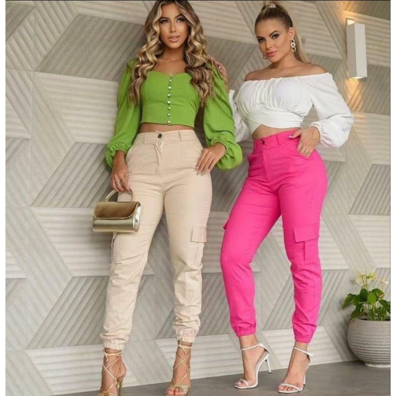 calça cargo joker sarja feminina wissam jeans