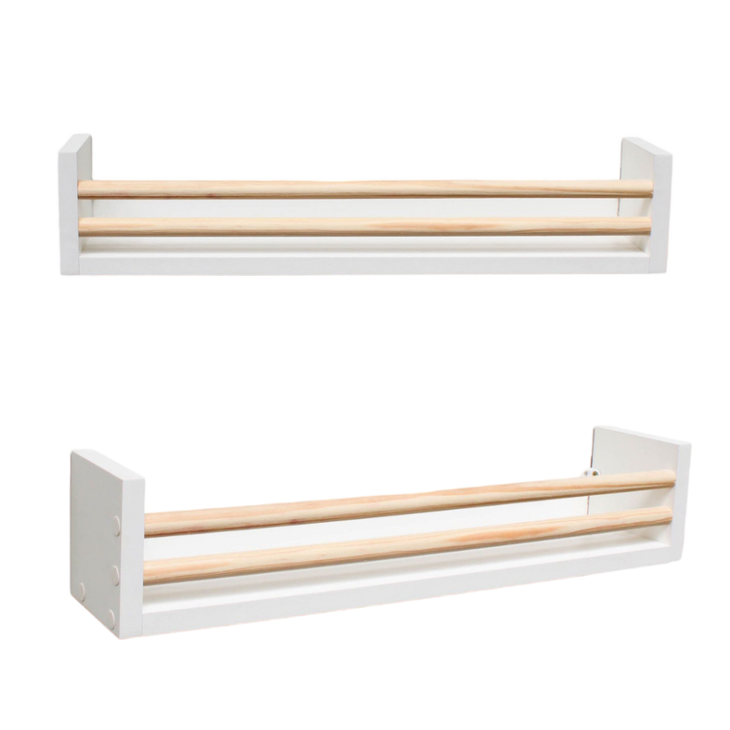 Kit 2 Prateleiras para Banheiro – MDF – Porta Cosméticos – Fácil Instalação – Branco com Madeira - 50 cm em Oferta na Shopee