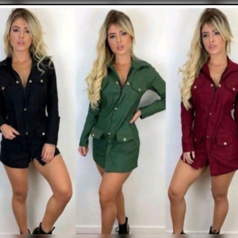 Parka Bengaline Blusa Feminina Botões Casaco Sobretudo P M G GG Plus Size