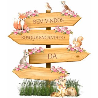 1 DISPLAY PLACA BOSQUE ENCANTADO COM FLORES PERSONALIZADA 70CM MDF 3MM em Oferta na Shopee