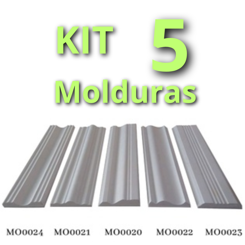 Kit 5 Formas Molduras Rodateto Rodape 50cm