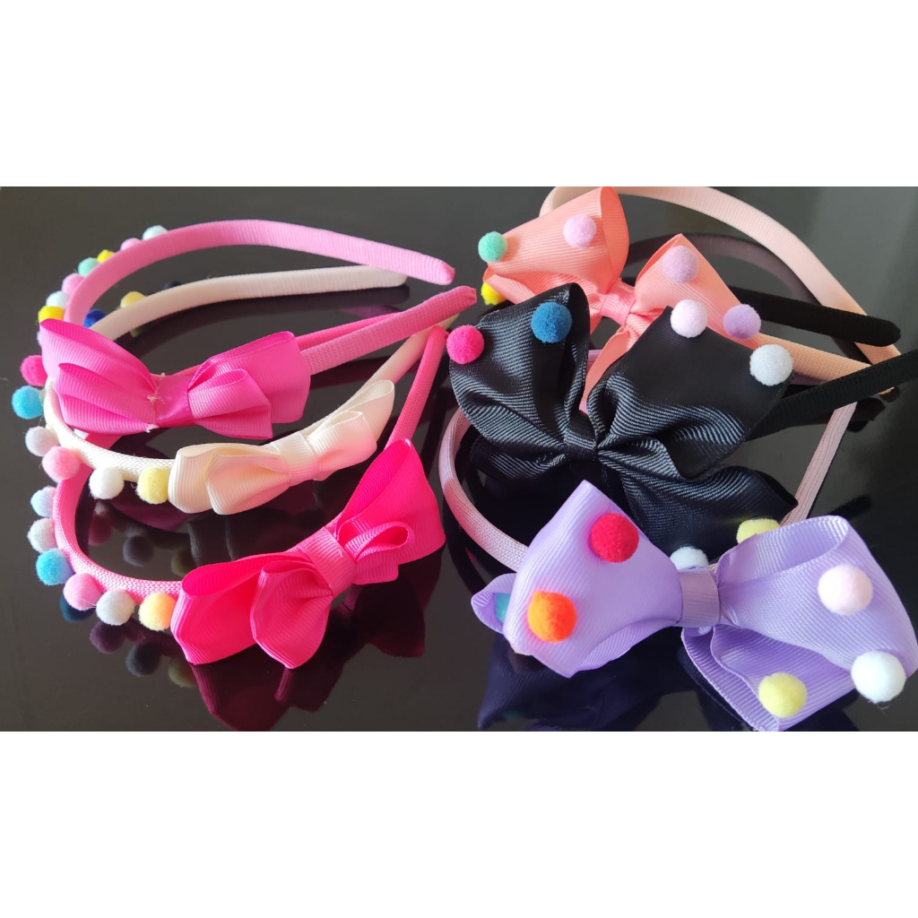 Tiara Infantil Festa Pompom Maria Clara Meninas Várias Cores AA18