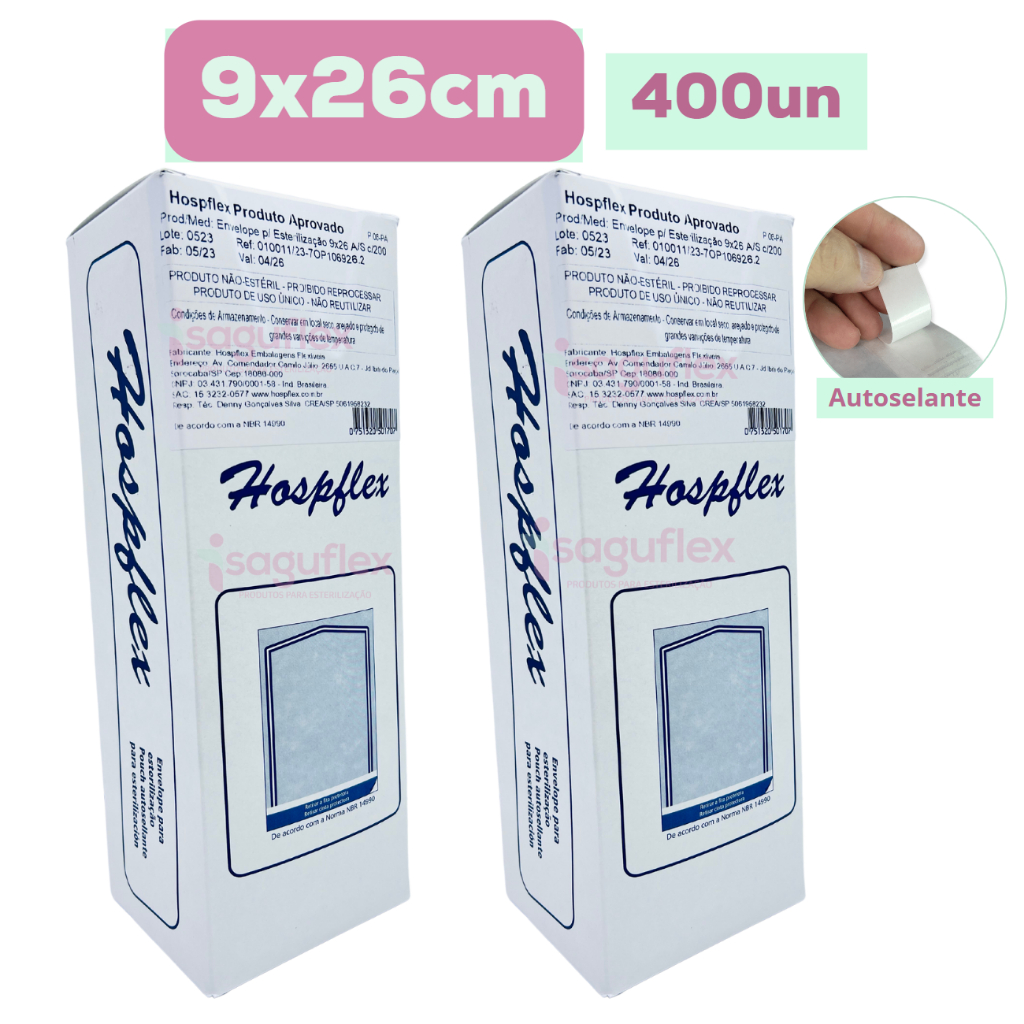 400 Envelopes para Esterilização em Autoclave 9x26cm manicure alicate cutícula em Oferta na Shopee