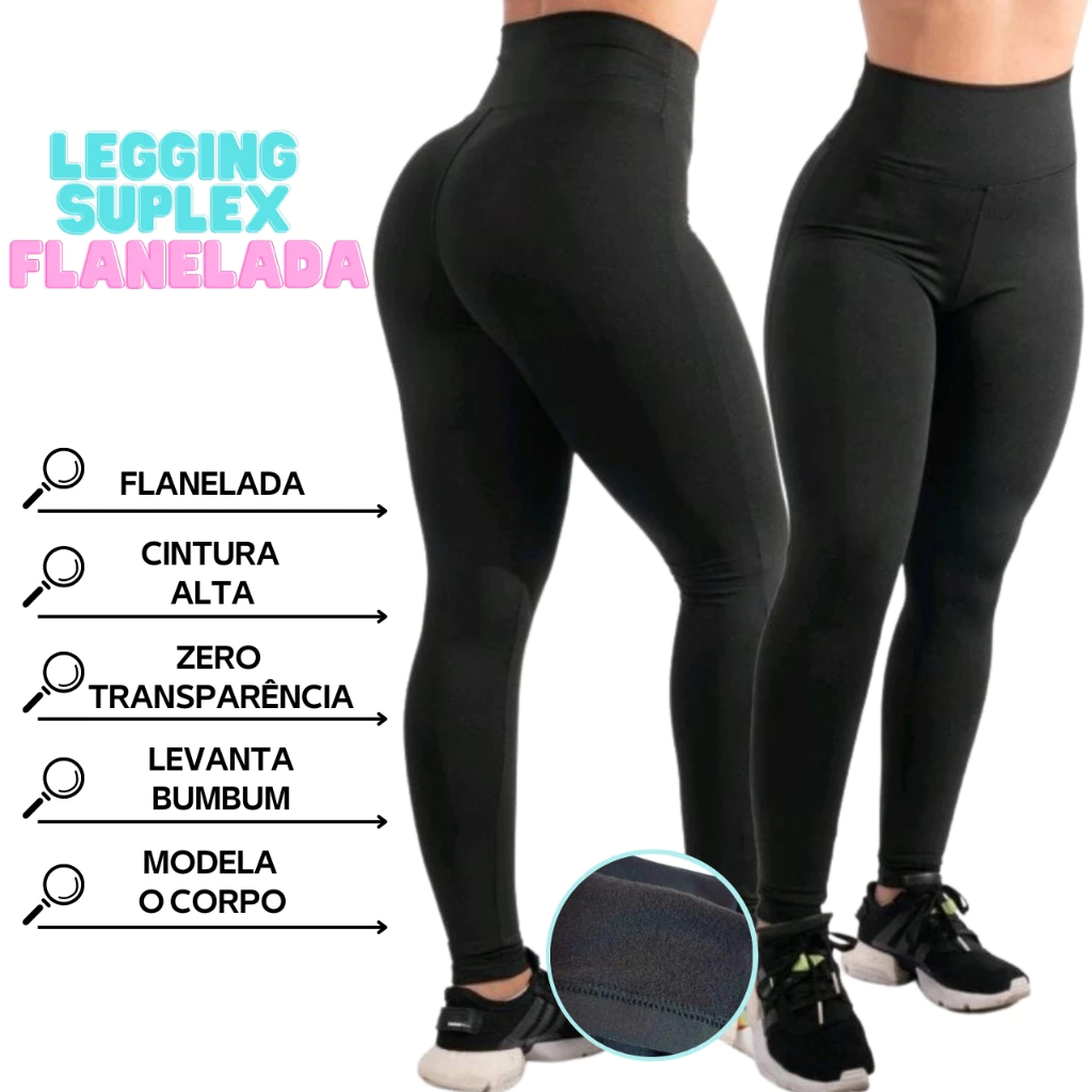 Legging Flanelada Grossa Calça Leg Peluciada Forrada Por Dentro Costura Reforçada Calça Térmica — imagem 1