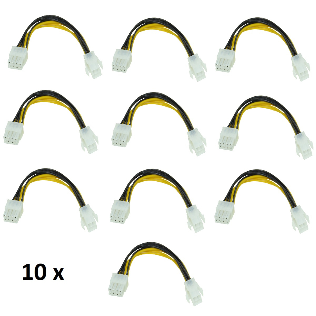 Kit 10 Cabo Adaptador Energia Cpu Conversor 4 Pinos P/ 8 Pinos Atx
