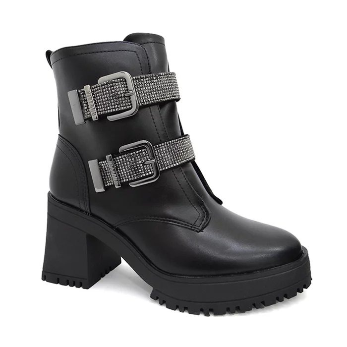Bota Feminina Tratorada Vizzano Preta com strass Ref.: 3091.103