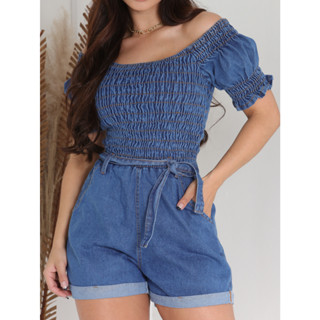 931macaquinho jeans feminina com lycra 931