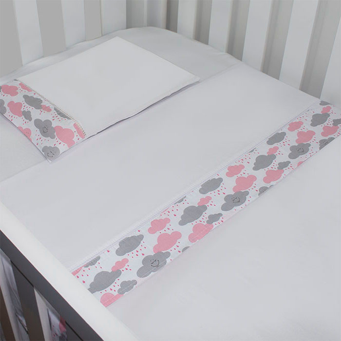 Jogo de Lençol Mini Berço 03 Peças com Elástico Vira Estampado Acabamento Ponto Palito 100% Algodão