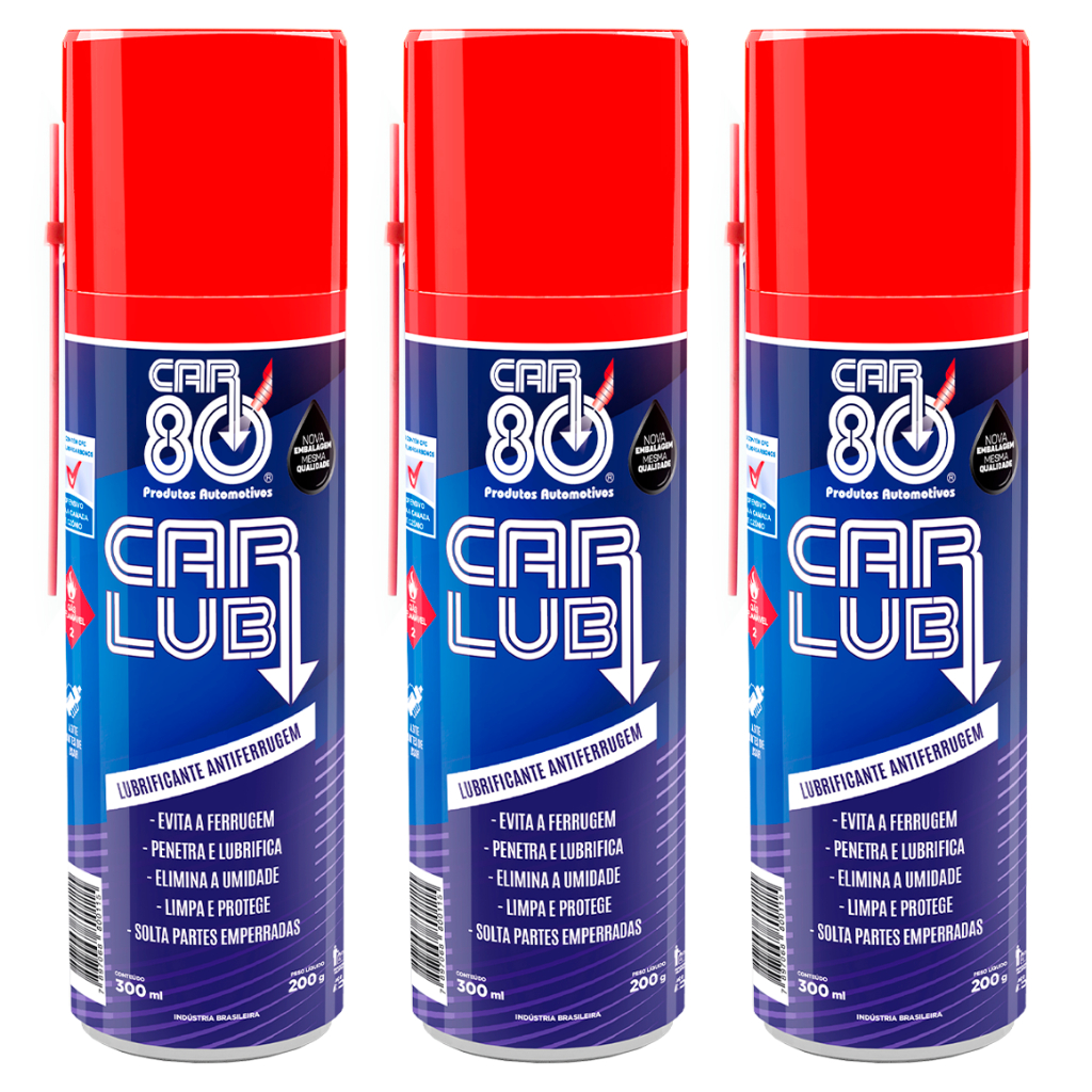3 Desengripante Antiferrugem Lubrificante Multiuso Car Lub Car 80 carro casa escritório em Oferta na Shopee
