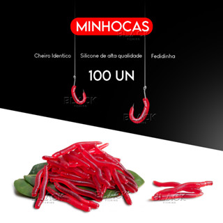 100 Iscas Artificiais Minhocas Silicone 4,0cm X 0,3cm Equipamento de pesca Macio