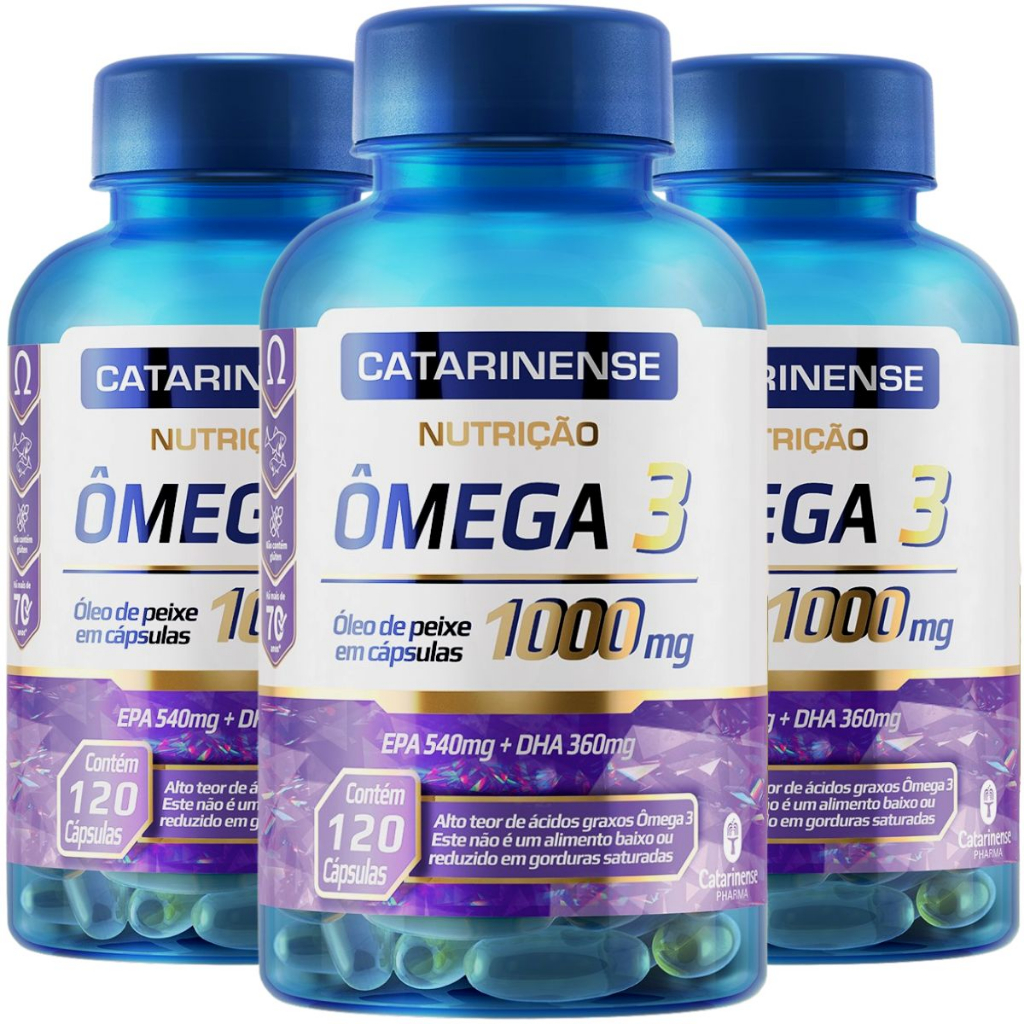 Kit 3 Ômega 3 Óleo de Peixe 120 Cápsulas 1000mg - Catarinense Pharma