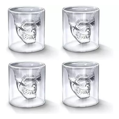 Jogo 4 Copo Shot Caveira P/ Dose Tequila Whisky 75ml Atacado