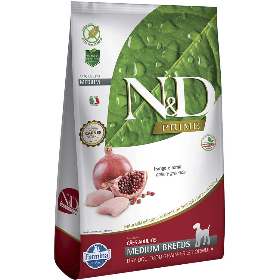 Ração N&D Prime Medium Cães Adultos Frango e Romã 10,1kg