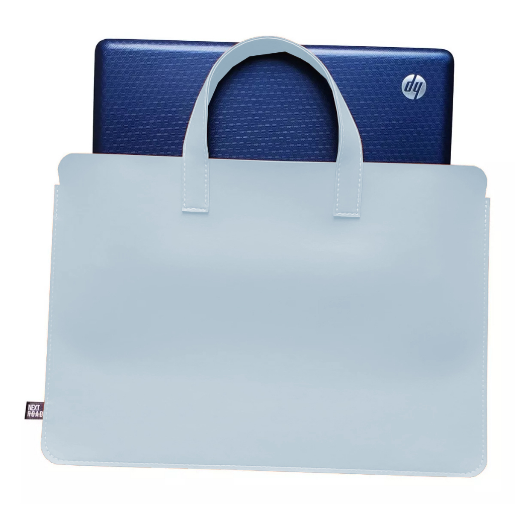 Sacola Para Notebook  de Couro com Alça Azul Bêbe Premium