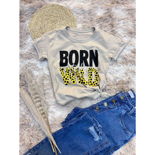 Camiseta blusa T-Shirt Feminina Algodão Gola Careca simples 2023novo BORN WILD