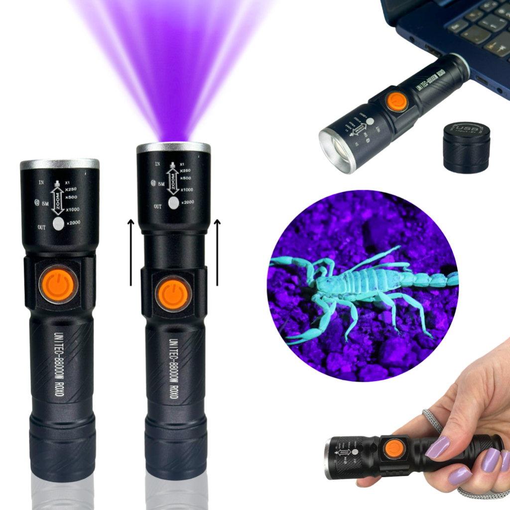 Lanterna De Led Potente Luz Negra Ultravioleta Uv Escorpião WL-7055 em Oferta na Shopee