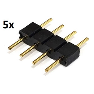 Kit 5 Conector Emenda RGB 4 Vias Macho X Macho P/ Fita Led