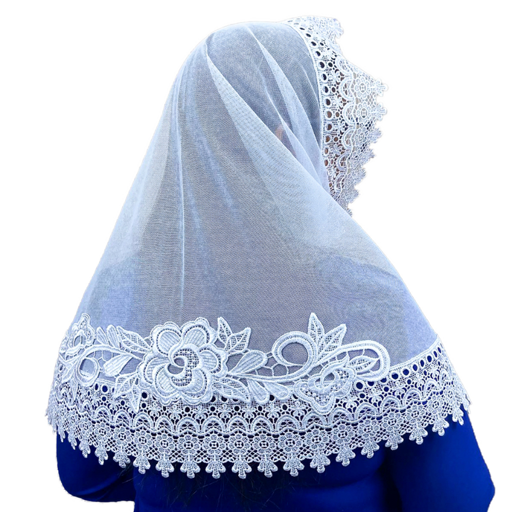 Véu Ccb Luxo Adulto Renda Guipir Larga Com Aplique Floral (mod. Sandra) em Oferta na Shopee