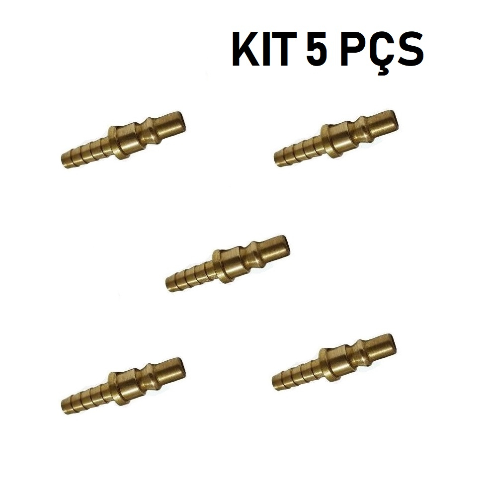 Kit Com 5 Unidades  Conexão Pino Engate Rápido Com Espigão 1/4' 'x 5/16''