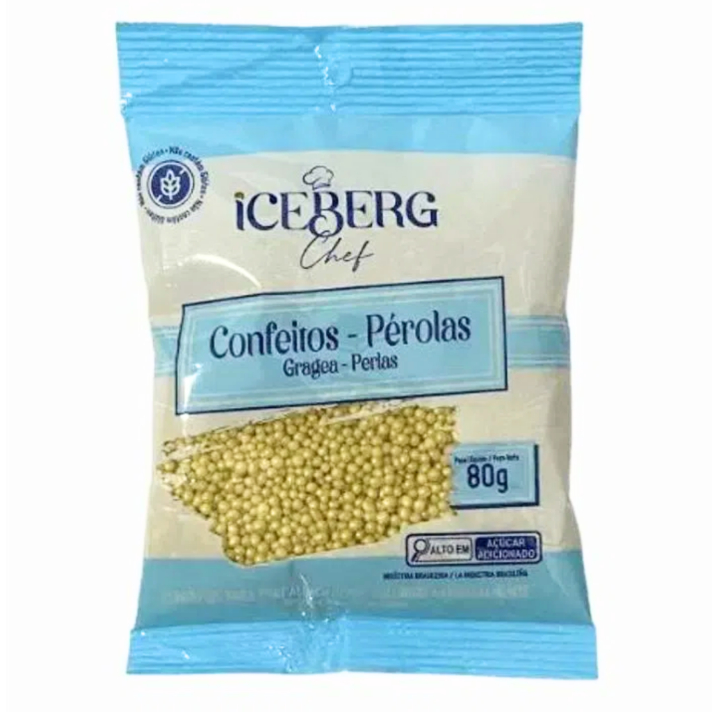 Micro Confeitos De Açúcar Tipo Pérolas Douradas e Peroladas 80g - Iceberg em Oferta na Shopee