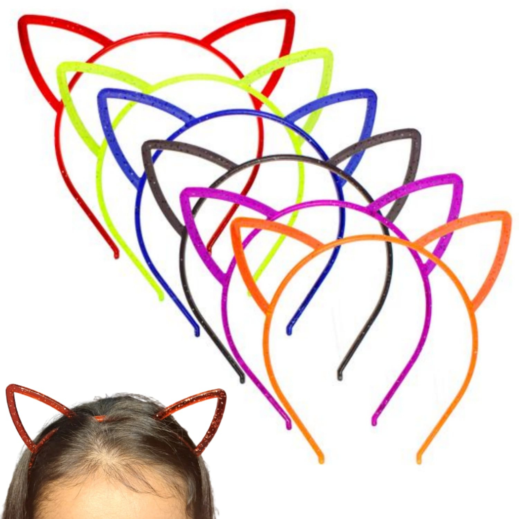 Kit 6 Tiaras De Gatinho Coloridas Infantil Carnaval Festa