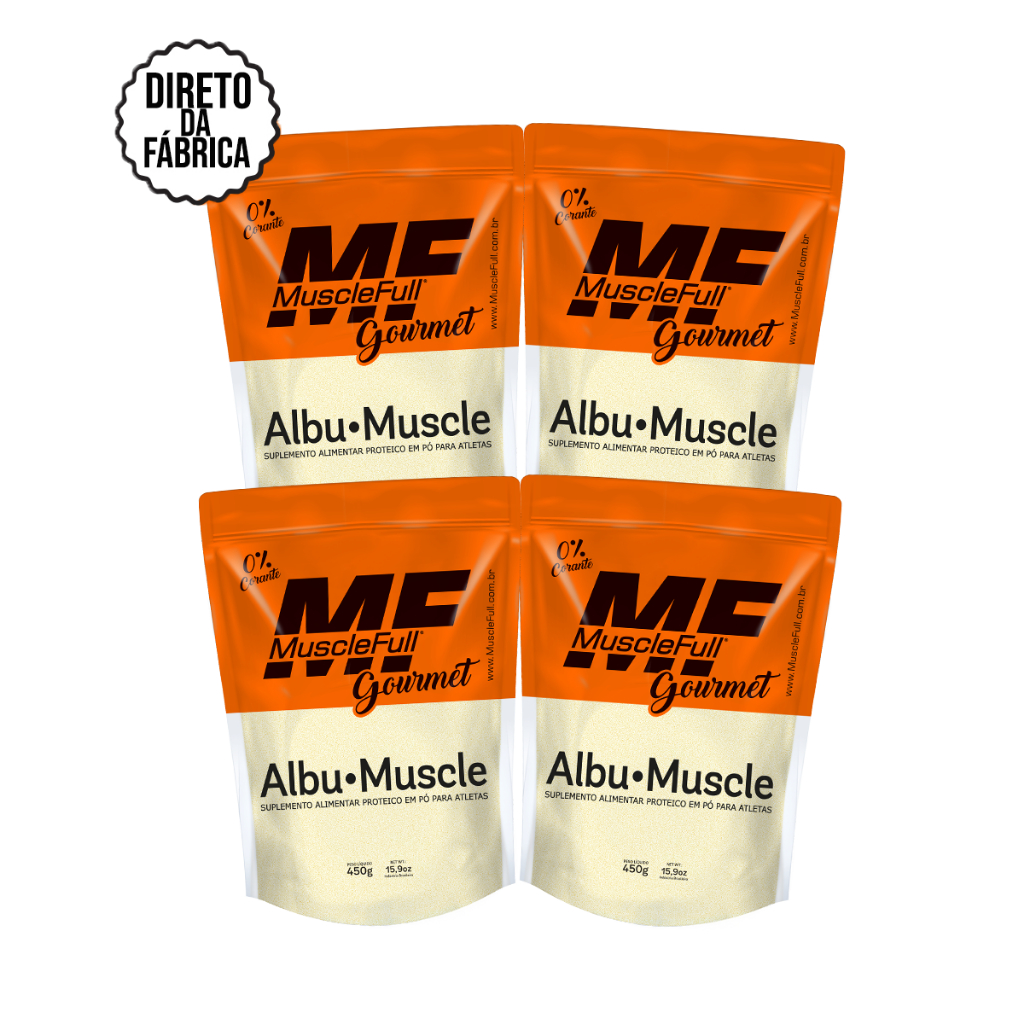 Kit 4 Un Albumina 100% Pura 0%Corantes 0%Gluten Varios sabores Muscle Full