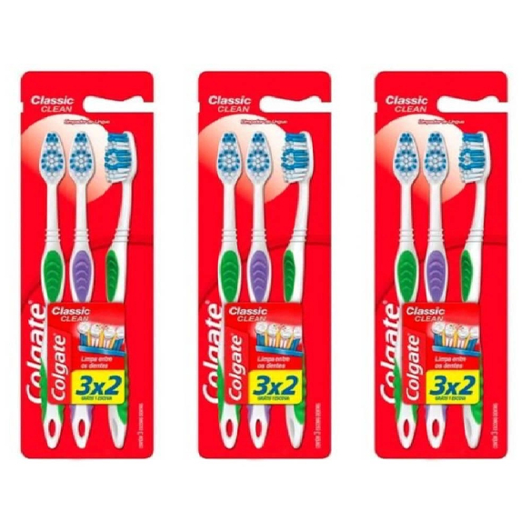 Kit 3 PACK Escova Dental Colgate Classic Clean Leve 3 Pague 2.