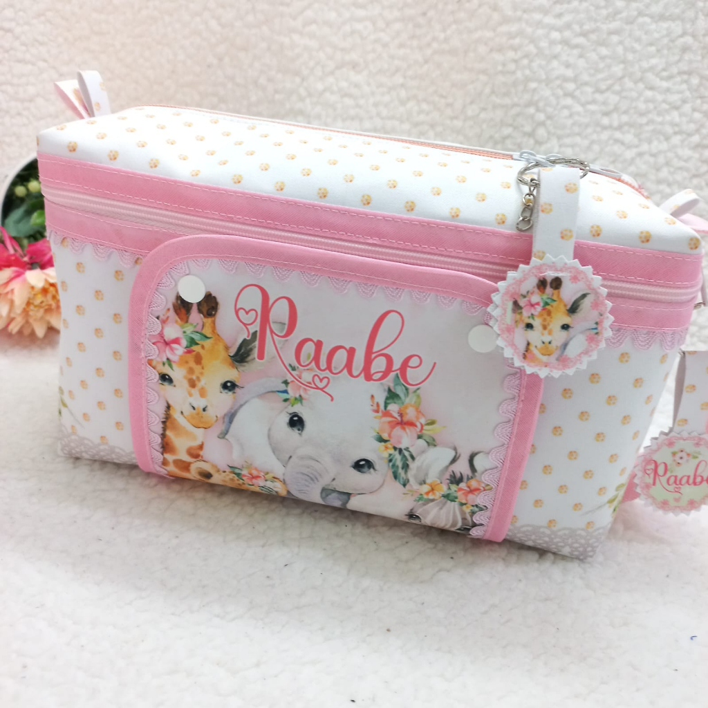 Nécessaire Maternidade - Porta Lenços Umedecidos -  Mamãe e Bebê - Higiene do Bebê - Safari Floral