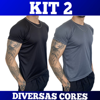 Kit 2 Camisetas Dry Fit Masculina - Casual - Treino - Academia - Esportes - Exercícios - Corrida em Oferta na Shopee