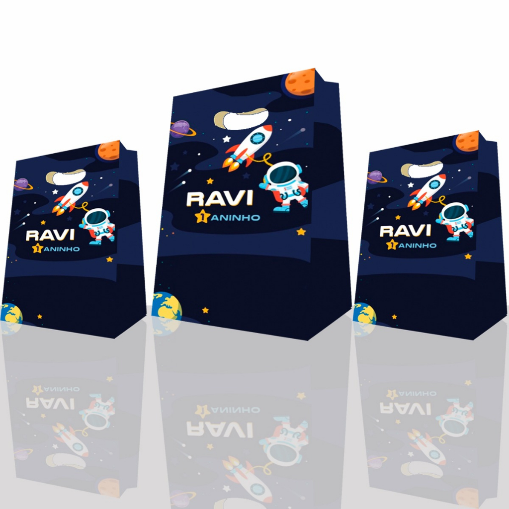 Sacolinhas Astronauta sacola surpresa aniversário lembrancinhas personalizadas