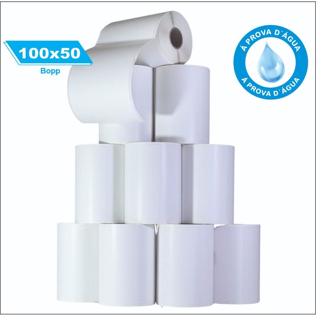 10 Rolos Etiqueta 100x50 10x5 Bopp Adesiva Zebra Argox Elgin Branco