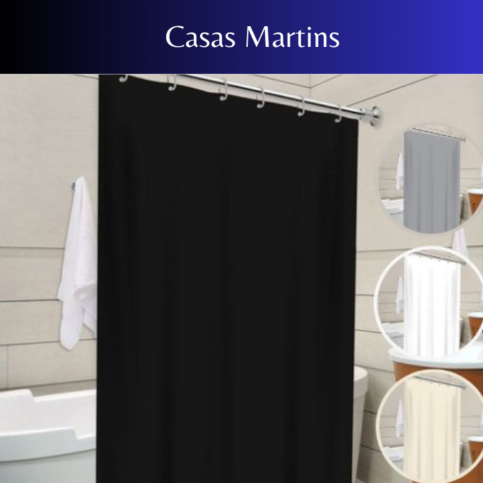 Cortina Box Lisa em PVC Para Banheiro Anti Mofo Com Ganchos Varias Cores