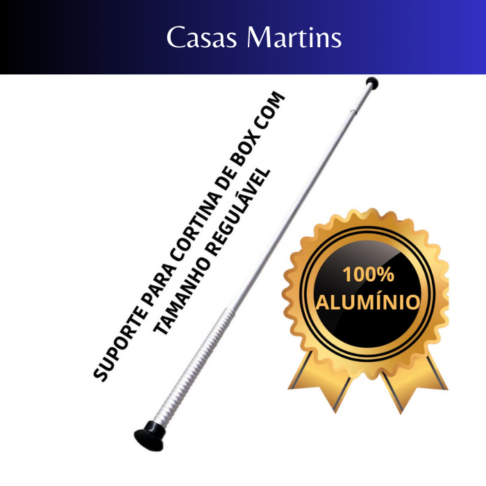 Suporte para Cortina de Box em Alumínio Vários Tamanhos