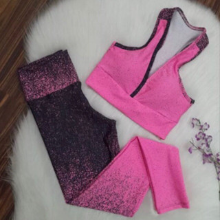 CONJUNTO DEGRADE TOP E LEGGING ACADEMIA FITNESS