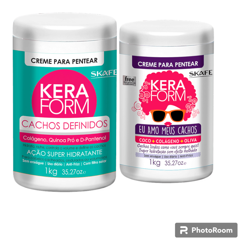 Kit 2 unidades Cachos Definidos + Eu Amo Meus Cachos: Creme de Pentear 1kg Keraform Skafe + Brinde em Oferta na Shopee