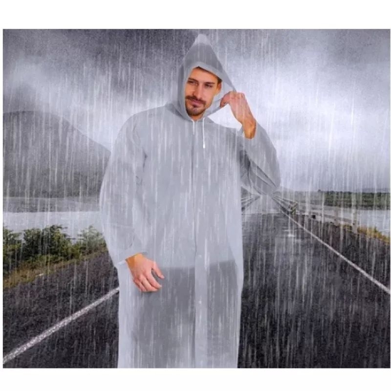 1 Capa De Chuva Feminina E MasculinaTransparente Descartáve Com Capuz Qualidade em Oferta na Shopee