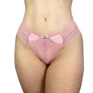lingerie Calcinha fio dental duplo com renda de microfibra sexy