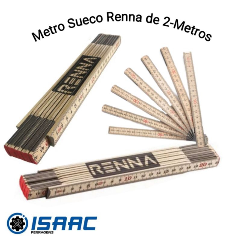 Metro Sueco de Madeira  ou Pvc Articulado Renna ou Liths pvc Branco De 2 Metros e 1 Metros