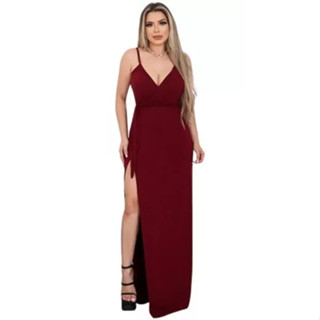 Vestido Envelope Tipo Hobby Fenda Na Perna Transpassado