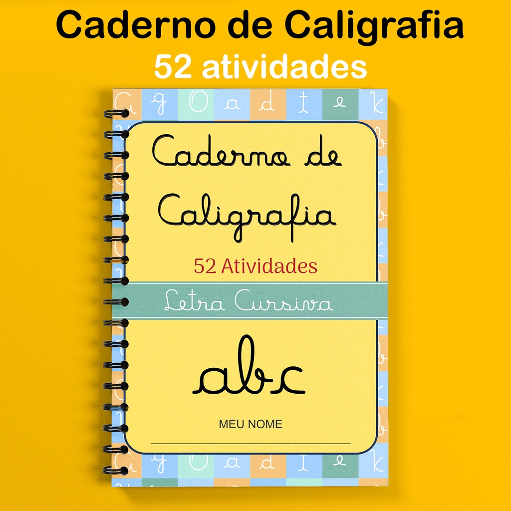 Caderno de caligrafia com 52 atividades para praticar