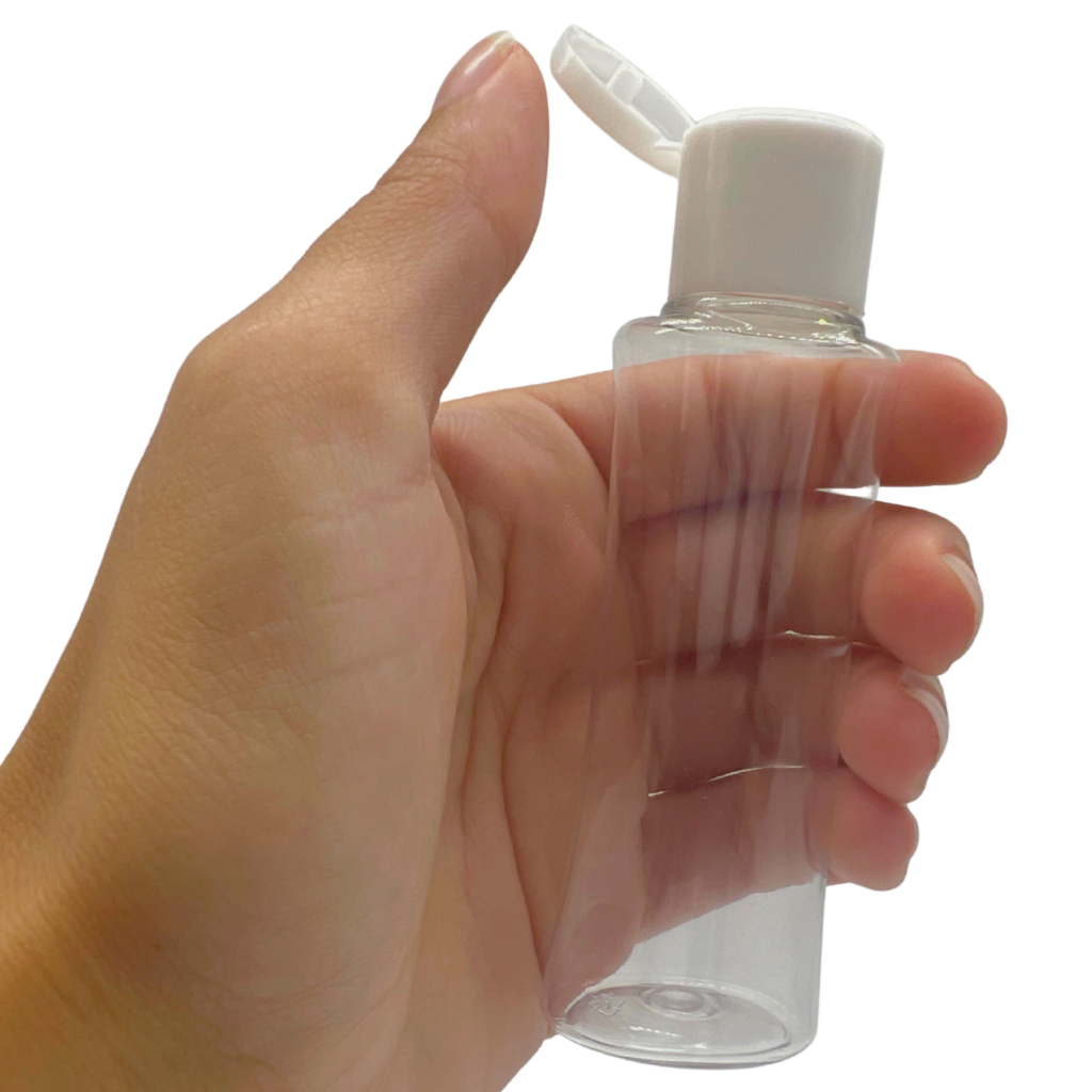 100 Mini Frasquinhos Frasco de Plástico Trapézio 35ml c/ Tampa Fliptop p/ Molhos Delivery