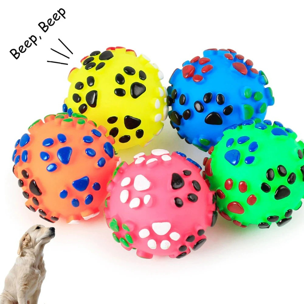 Mordedor Brinquedo Bolinha Bola Pata Pet Cachorro Cão Gato Anti-stress Colorida Som Apito Vinil Variado