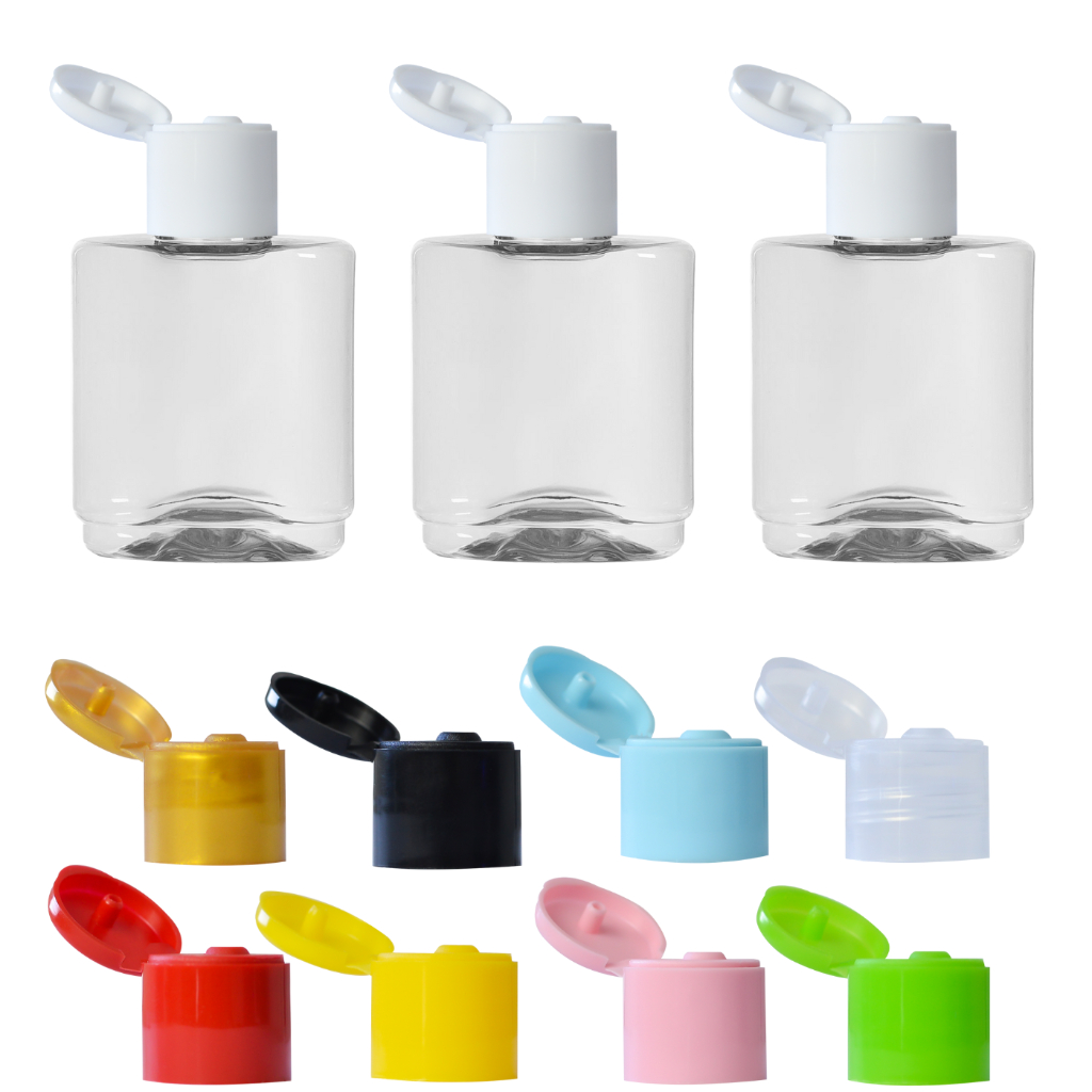 100 Mini Frasquinhos Frasco de Plástico Retangular 35ml c/ Tampa Fliptop p/ Cremes Rep de Pontas etc
