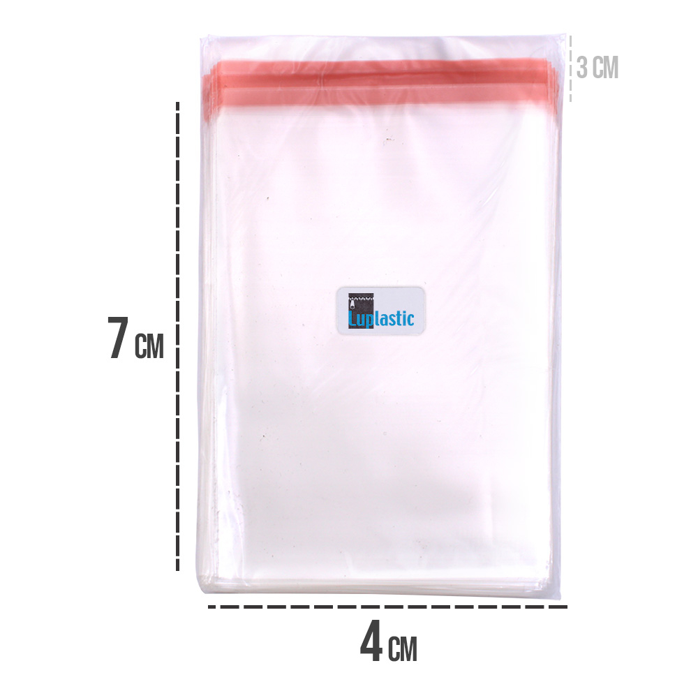 Saco Plástico Adesivado Transparente 4x7 cm Pacote de 1.000 un