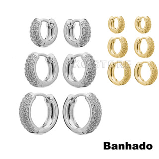 Kit 3 pares Brinco Argola Cravejada Trio Banhado A Prata 925 2 Fileiras de Zircônia brincos argola Dourado feminino masculino