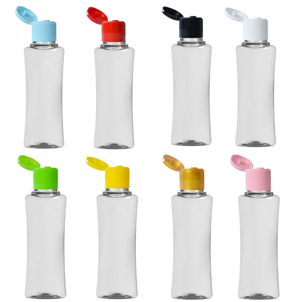 50 Mini Frasquinhos Frasco de Plástico Trapézio 35ml c/ Tampa Fliptop p/ Molhos Temperos Delivery
