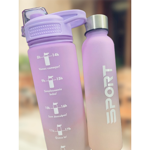 Garrafas Agua Squeeze Galão Lembretes beber Agua Fitness Motivacional 1000ml /400ml